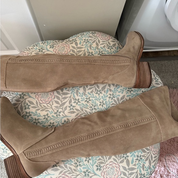 Vince Camuto Taupe Suede Heeled Boots - Picture 5 of 7